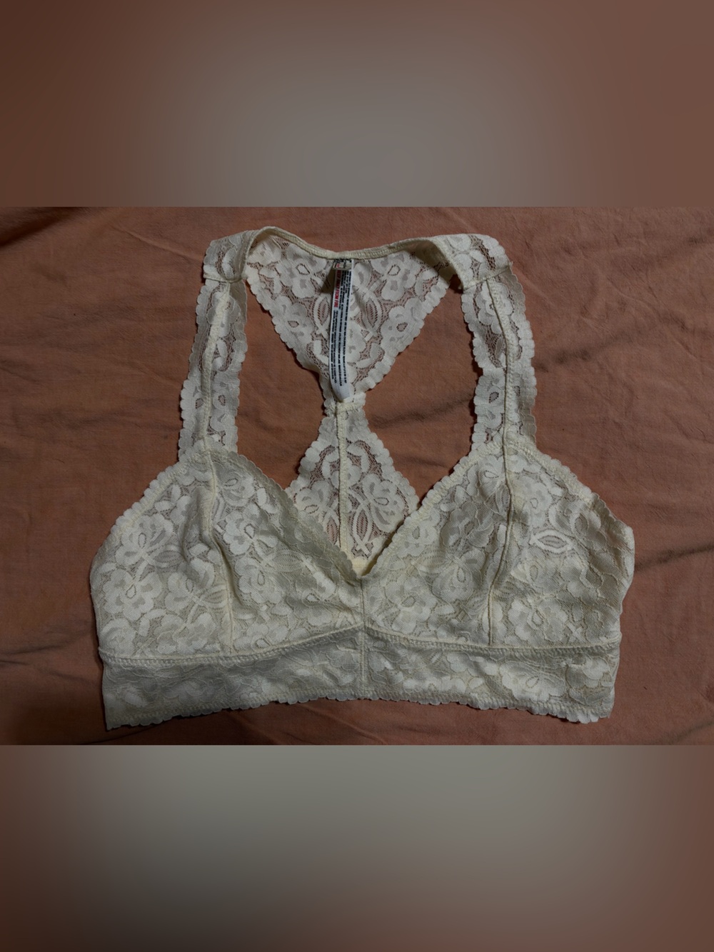 Intimately by Free People White Floral Lace Racerback Bralette Size L